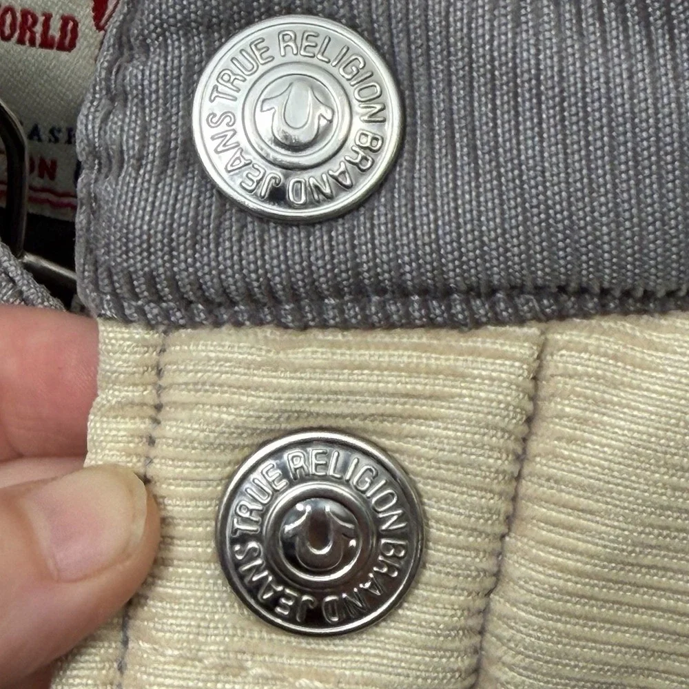 True‎ Religion Carter Vest Jacket Logo two tone Corduroy Men's L western
